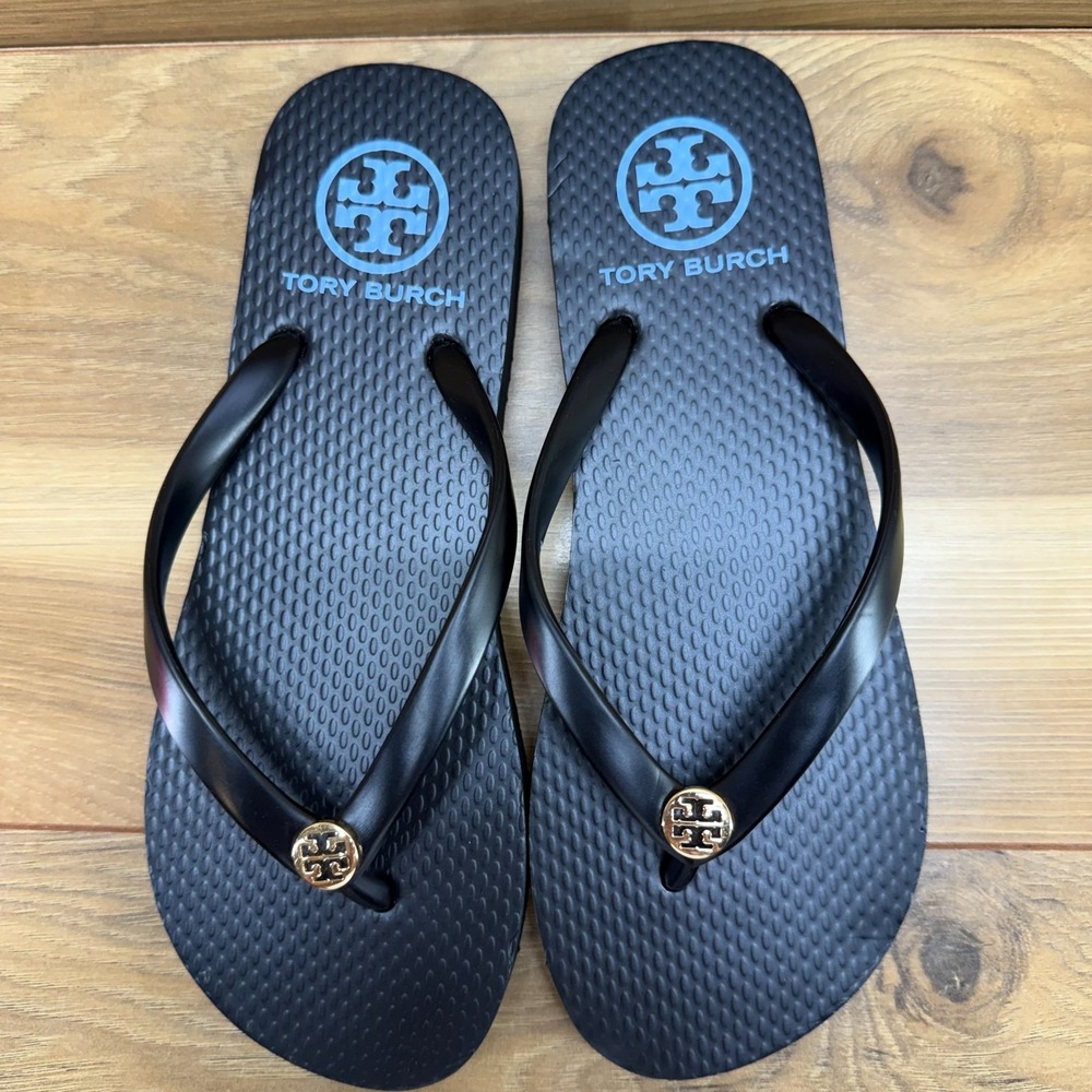 Tory Burch Flip Flop Thong Sandals Womens 6 Black Travel Resort Vacation